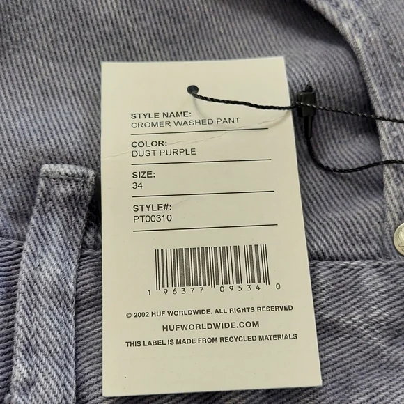 Huf Cromer wash pants men's in size 32 and 34